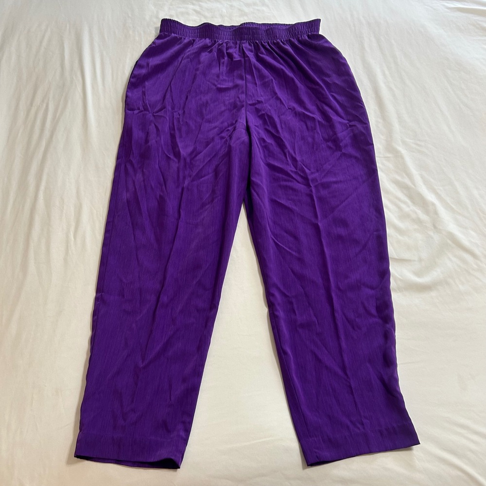 Maggie‎ Sweet Vintage Purple Elastic Waist Straight Leg Pants Womens Medium USA
